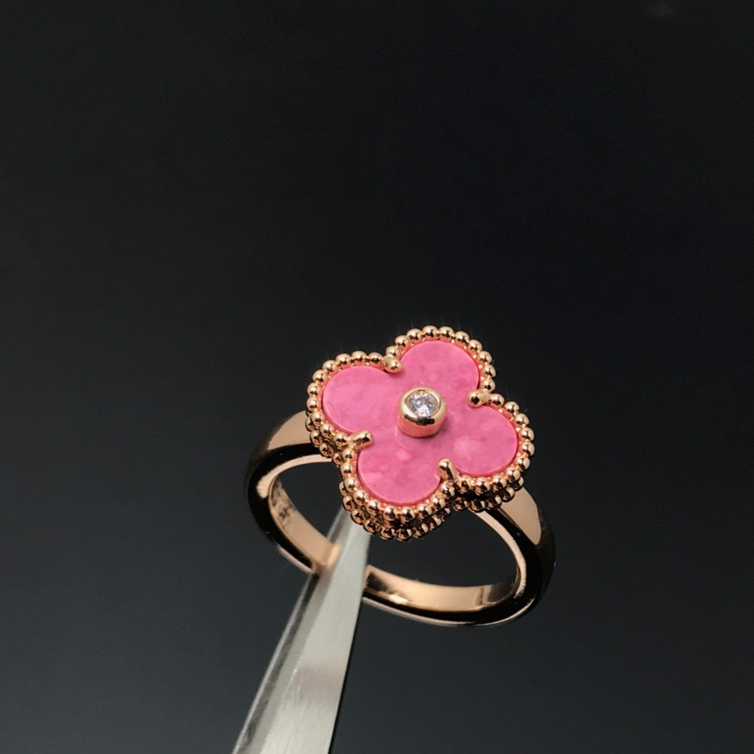 [⭐Clover Jewelry]CLOVER RHODONITE ROSE GOLD RING