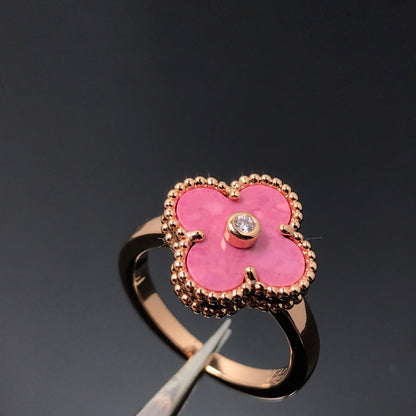 [⭐Clover Jewelry]CLOVER RHODONITE ROSE GOLD RING