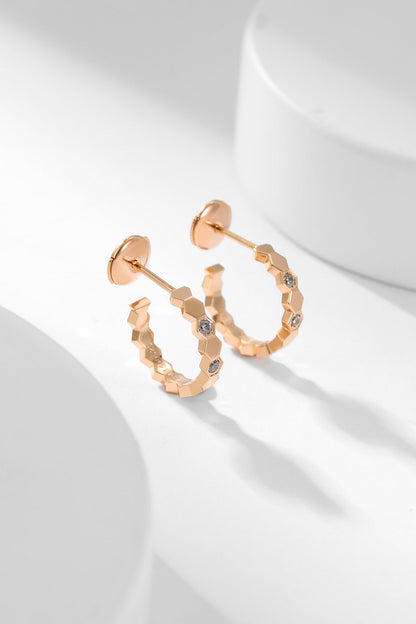 [⭐Clover Jewelry]BEE LOVE DIAMOND HOOP EARRINGS