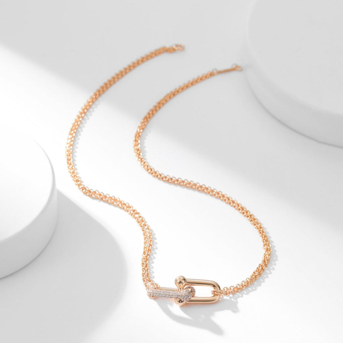 [Clover Jewelry]HARDWEAR DIAMOND PEDANT DOUBLE CHAIN NECKLACE