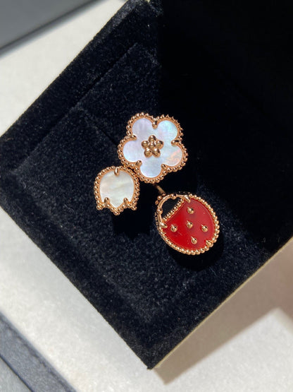 [⭐Clover Jewelry]LUCKY 3 MOTIF ROSE GOLD RING