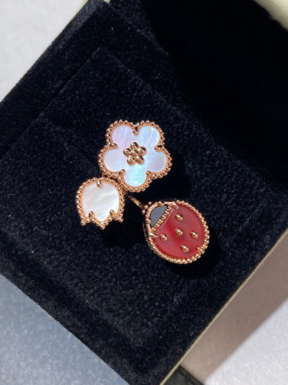 [⭐Clover Jewelry]LUCKY 3 MOTIF ROSE GOLD RING