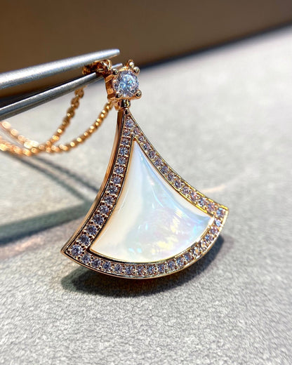 [⭐Clover Jewelry]DREAM MOP DIAMOND PAVED PINK GOLD NECKLACE