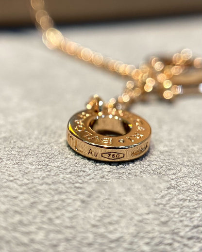 [⭐Clover Jewelry]DREAM MOP DIAMOND PAVED PINK GOLD NECKLACE