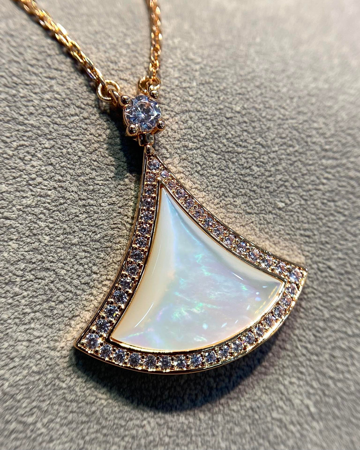 [⭐Clover Jewelry]DREAM MOP DIAMOND PAVED PINK GOLD NECKLACE
