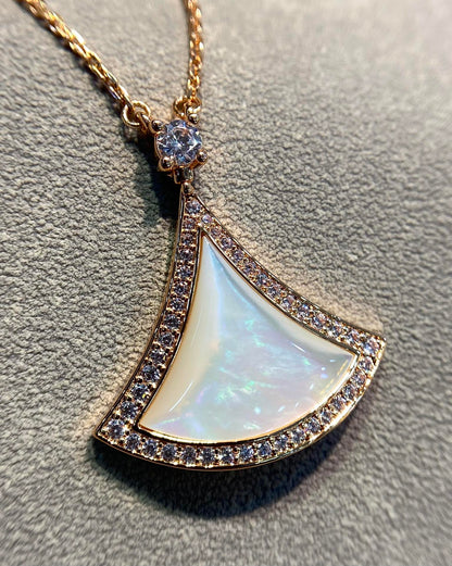 [⭐Clover Jewelry]DREAM MOP DIAMOND PAVED PINK GOLD NECKLACE