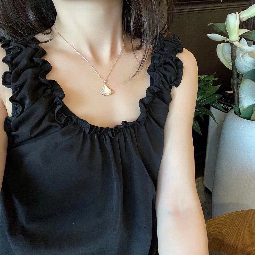 [⭐Clover Jewelry]DREAM MOP DIAMOND PAVED PINK GOLD NECKLACE