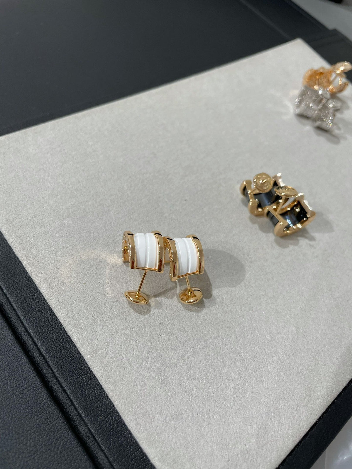 [⭐Clover Jewelry]ZERO 1 PINK GOLD CERAMIC EARRINGS