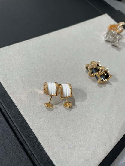 [⭐Clover Jewelry]ZERO 1 PINK GOLD CERAMIC EARRINGS