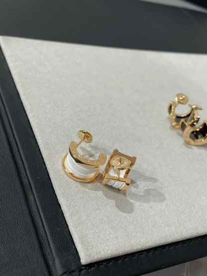[⭐Clover Jewelry]ZERO 1 PINK GOLD CERAMIC EARRINGS