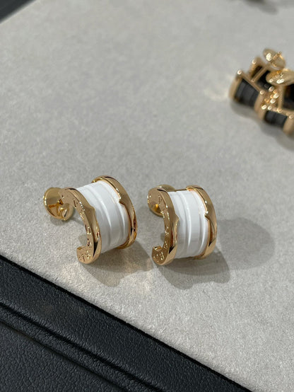 [⭐Clover Jewelry]ZERO 1 PINK GOLD CERAMIC EARRINGS
