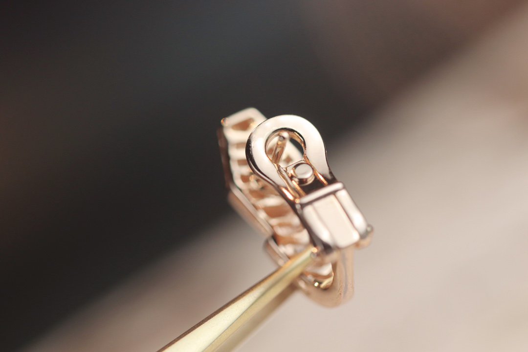 [⭐Clover Jewelry]SERPENT PINK GOLD DIAMOND EARRINGS