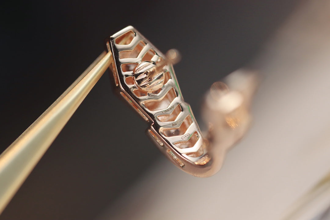 [⭐Clover Jewelry]SERPENT PINK GOLD DIAMOND EARRINGS