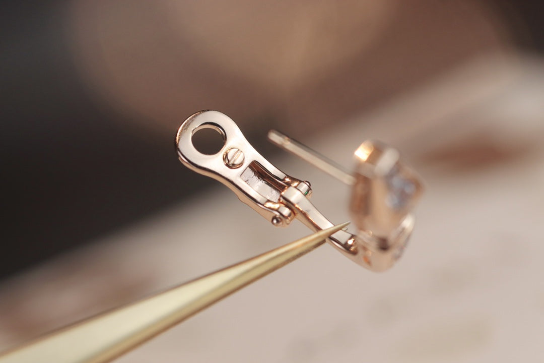 [⭐Clover Jewelry]SERPENT PINK GOLD DIAMOND EARRINGS