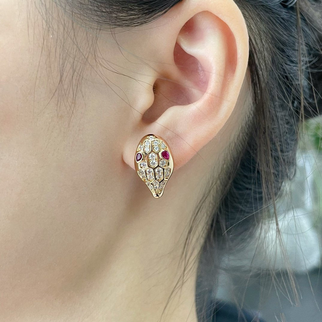 [⭐Clover Jewelry]SERPENT DIAMOND STUD EARRINGS