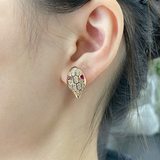 [⭐Clover Jewelry]SERPENT DIAMOND STUD EARRINGS