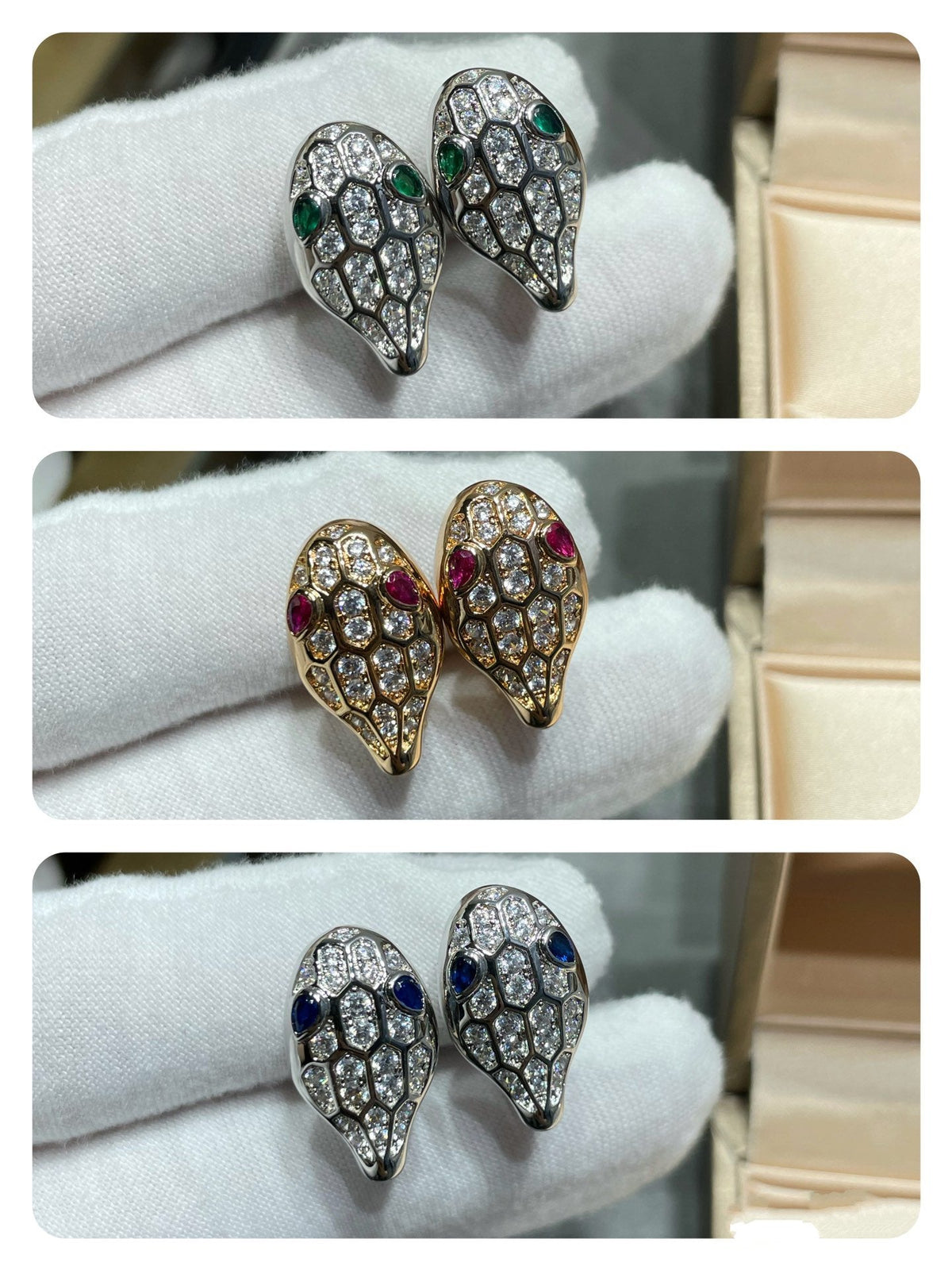 [⭐Clover Jewelry]SERPENT DIAMOND STUD EARRINGS
