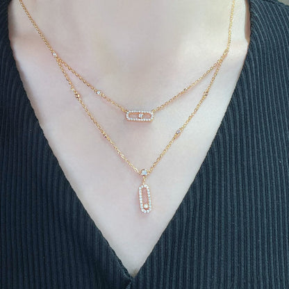 [⭐Clover Jewelry]MOVE 2 ROW DIAMOND NECKLACE