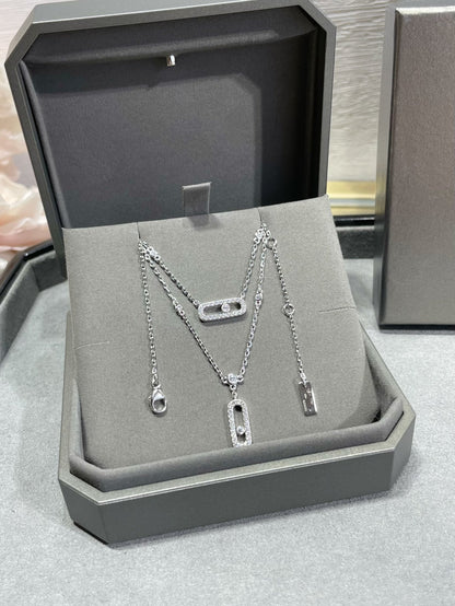 [⭐Clover Jewelry]MOVE 2 ROW DIAMOND NECKLACE