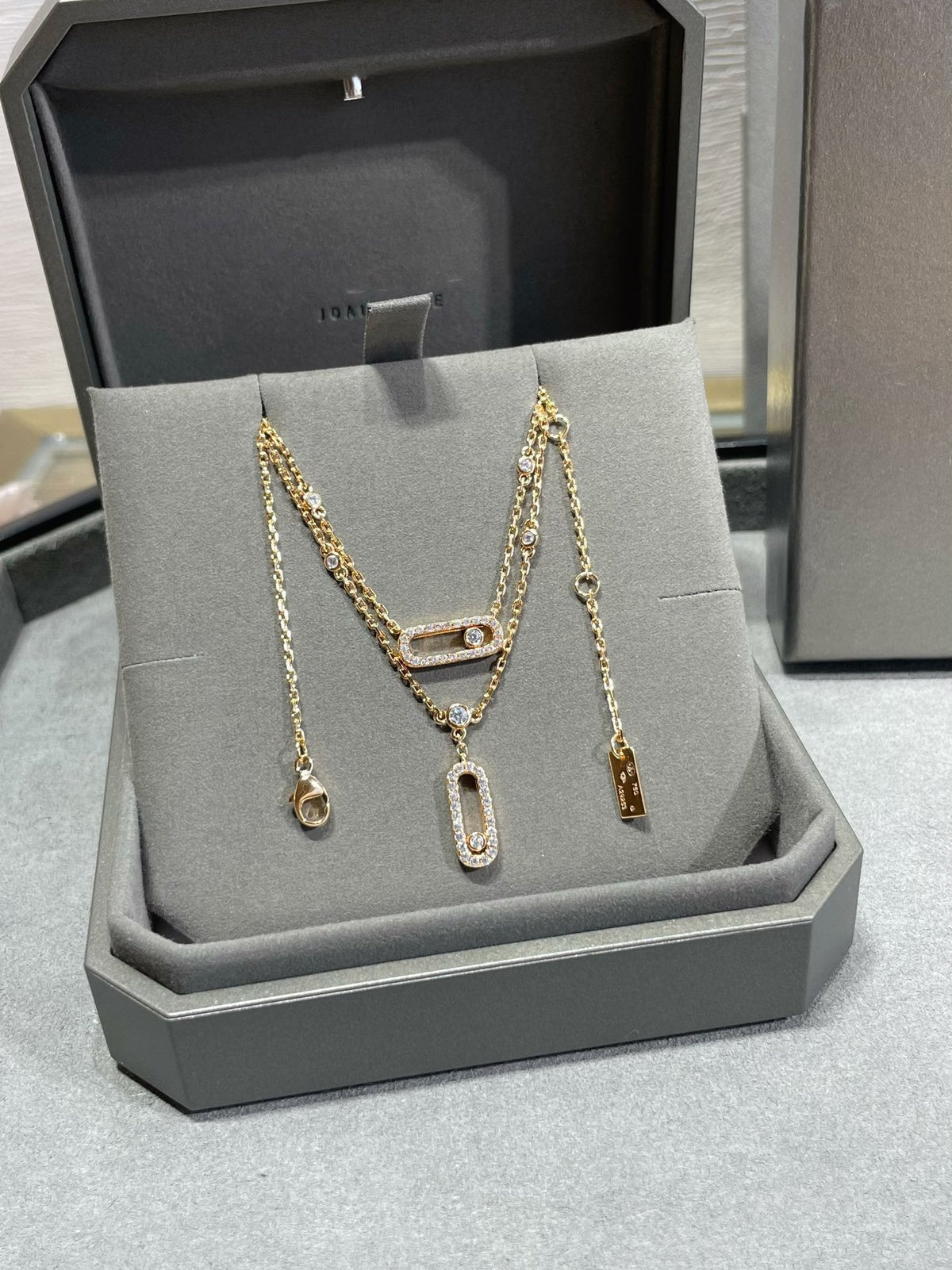 [⭐Clover Jewelry]MOVE 2 ROW DIAMOND NECKLACE