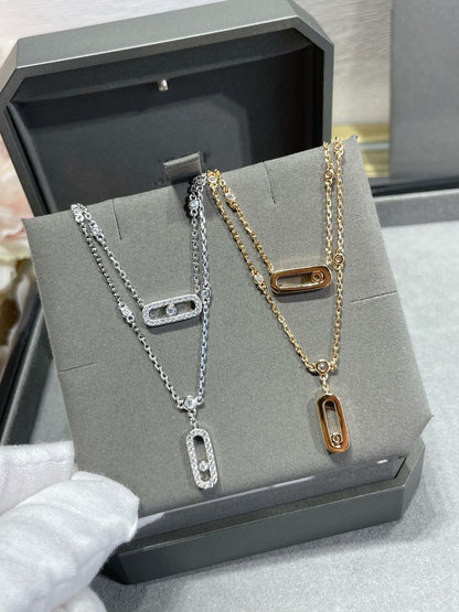 [⭐Clover Jewelry]MOVE 2 ROW DIAMOND NECKLACE