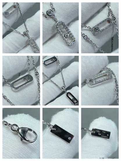 [⭐Clover Jewelry]MOVE 2 ROW DIAMOND NECKLACE