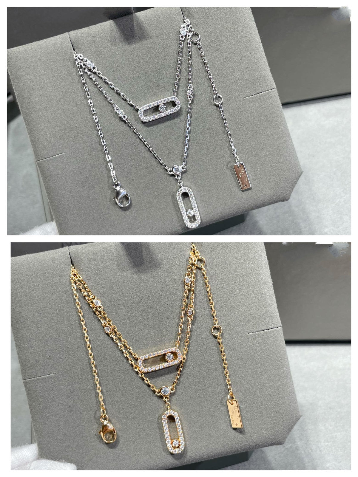 [⭐Clover Jewelry]MOVE 2 ROW DIAMOND NECKLACE