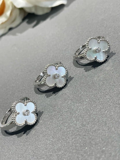 [⭐Clover Jewelry]CLOVER SILVER MOP DIAMOND RING