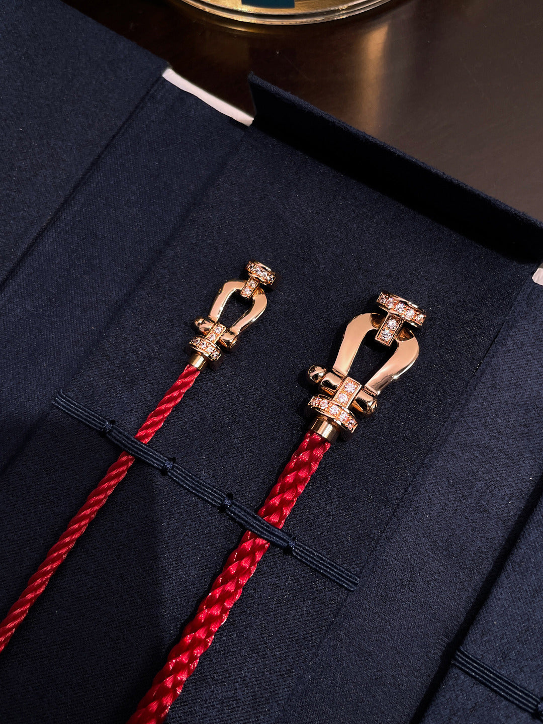 [⭐Clover Jewelry]FORCE 10 HALF DIAMOND PINK GOLD RED CORDERI LARGE AND MEDIUM MODEL