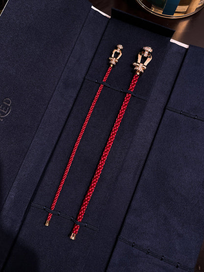 [⭐Clover Jewelry]FORCE 10 HALF DIAMOND PINK GOLD RED CORDERI LARGE AND MEDIUM MODEL
