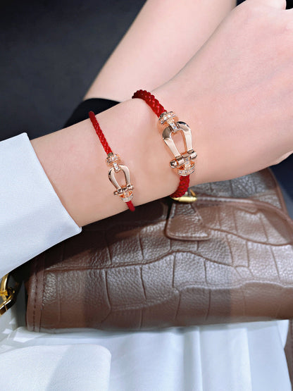 [⭐Clover Jewelry]FORCE 10 HALF DIAMOND PINK GOLD RED CORDERI LARGE AND MEDIUM MODEL