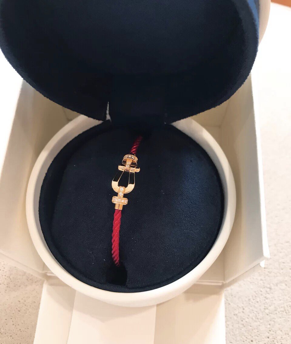 [⭐Clover Jewelry]FORCE 10 HALF DIAMOND PINK GOLD RED CORDERI LARGE AND MEDIUM MODEL