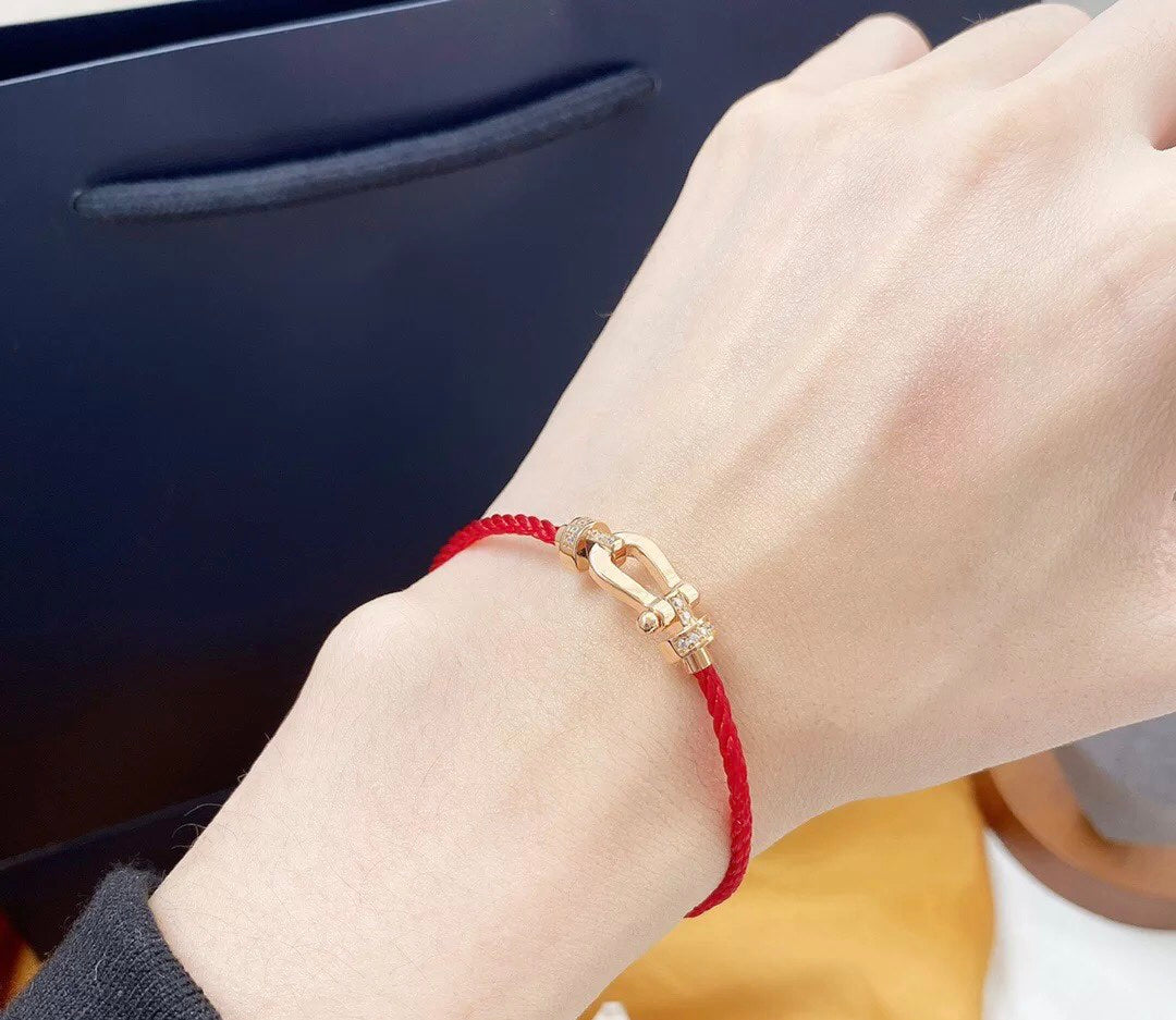 [⭐Clover Jewelry]FORCE 10 HALF DIAMOND PINK GOLD RED CORDERI LARGE AND MEDIUM MODEL