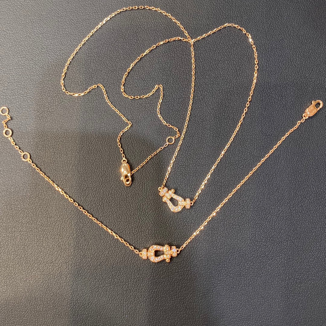 [⭐Clover Jewelry]FORCE 10 DIAMOND PINK GOLD NECKLACE MINI MODEL