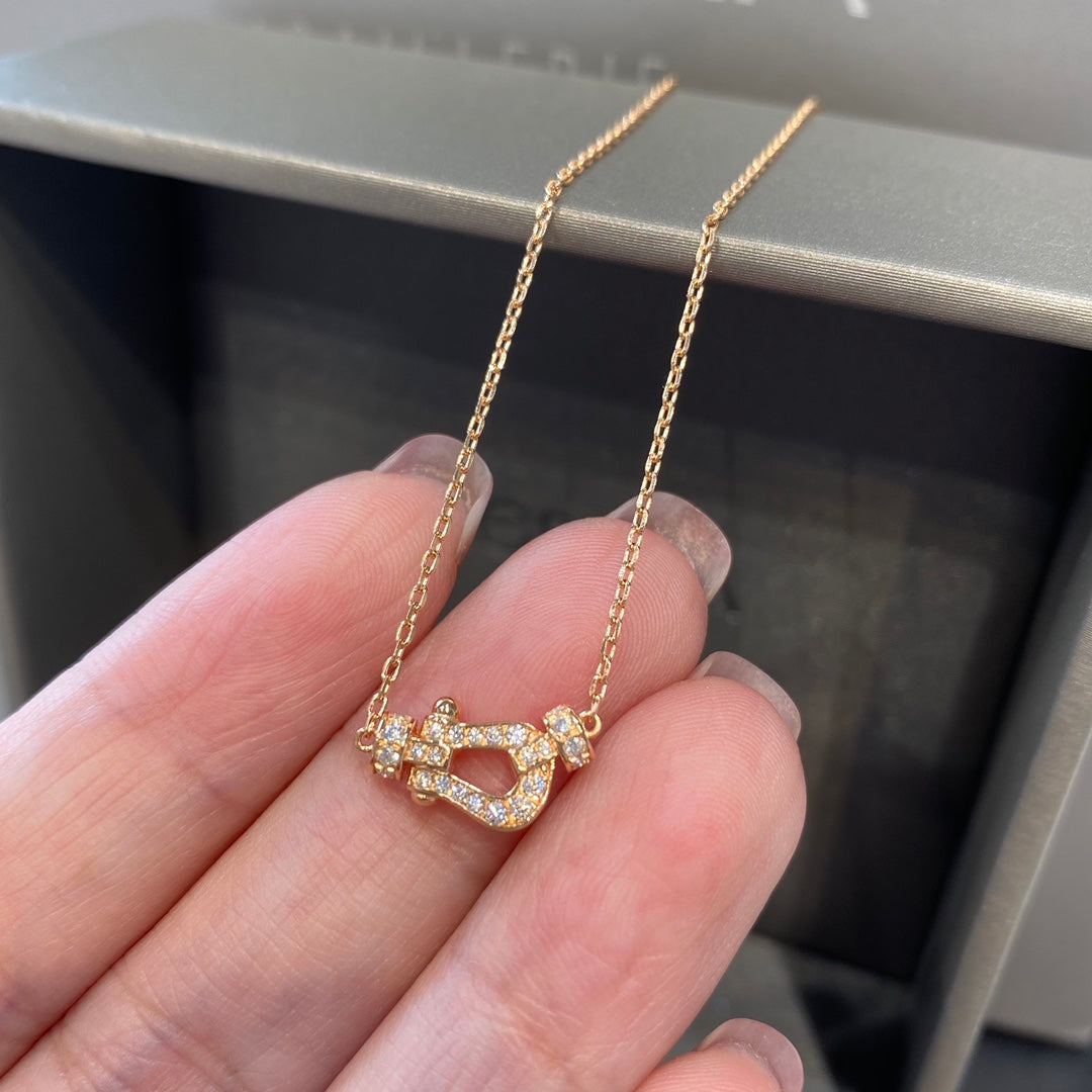 [⭐Clover Jewelry]FORCE 10 DIAMOND PINK GOLD NECKLACE MINI MODEL
