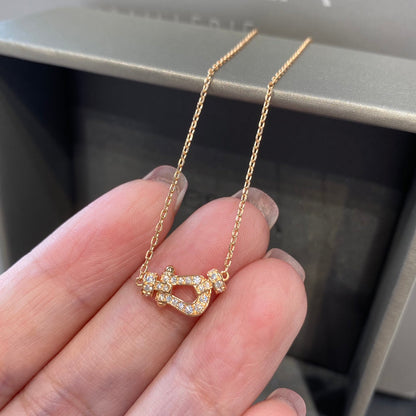 [⭐Clover Jewelry]FORCE 10 DIAMOND PINK GOLD NECKLACE MINI MODEL