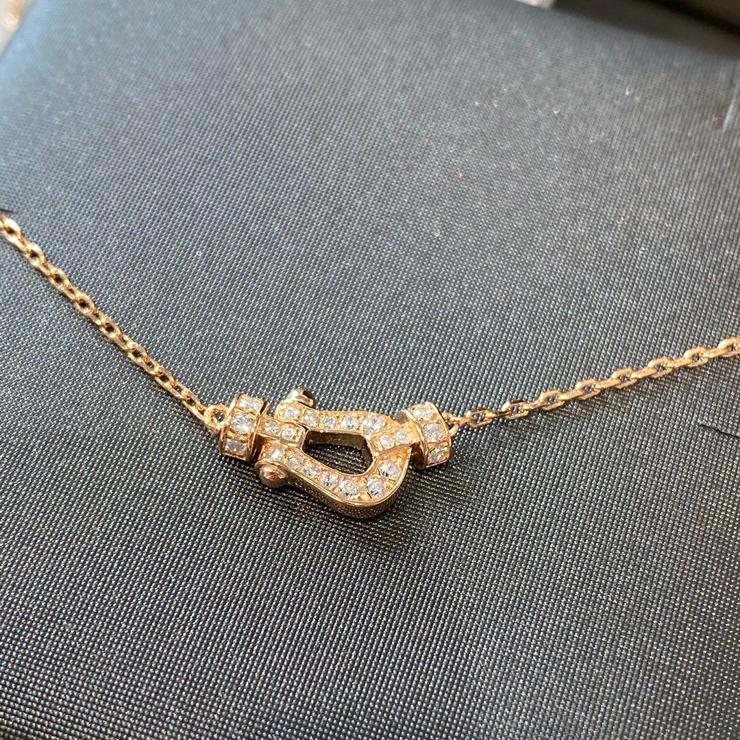 [⭐Clover Jewelry]FORCE 10 DIAMOND PINK GOLD NECKLACE MINI MODEL