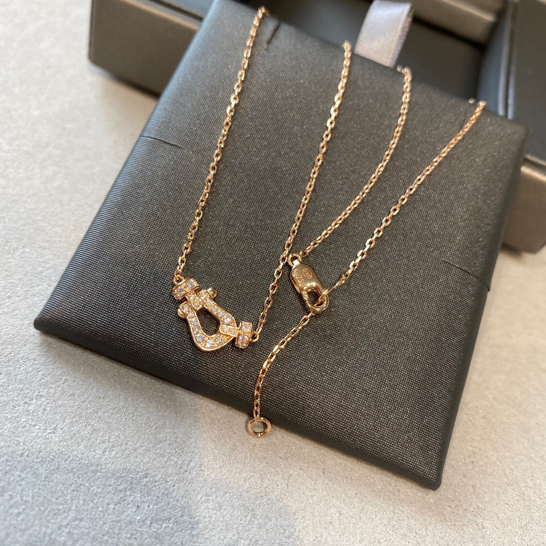 [⭐Clover Jewelry]FORCE 10 DIAMOND PINK GOLD NECKLACE MINI MODEL