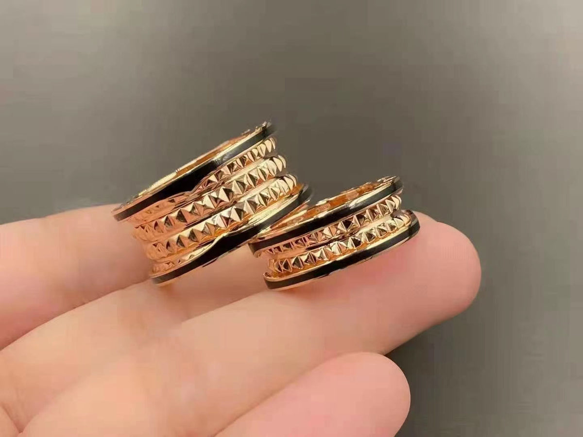 [⭐Clover Jewelry]ZERO 1 ROCK BLACK CERAMIC PINK GOLD LARGE MODEL