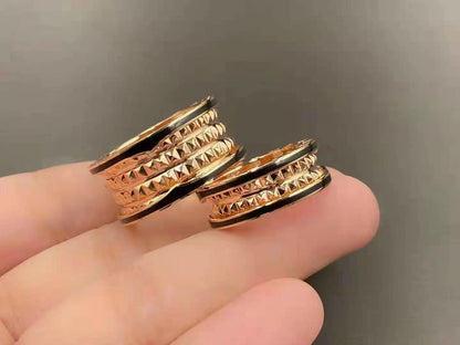 [⭐Clover Jewelry]ZERO 1 ROCK BLACK CERAMIC PINK GOLD LARGE MODEL