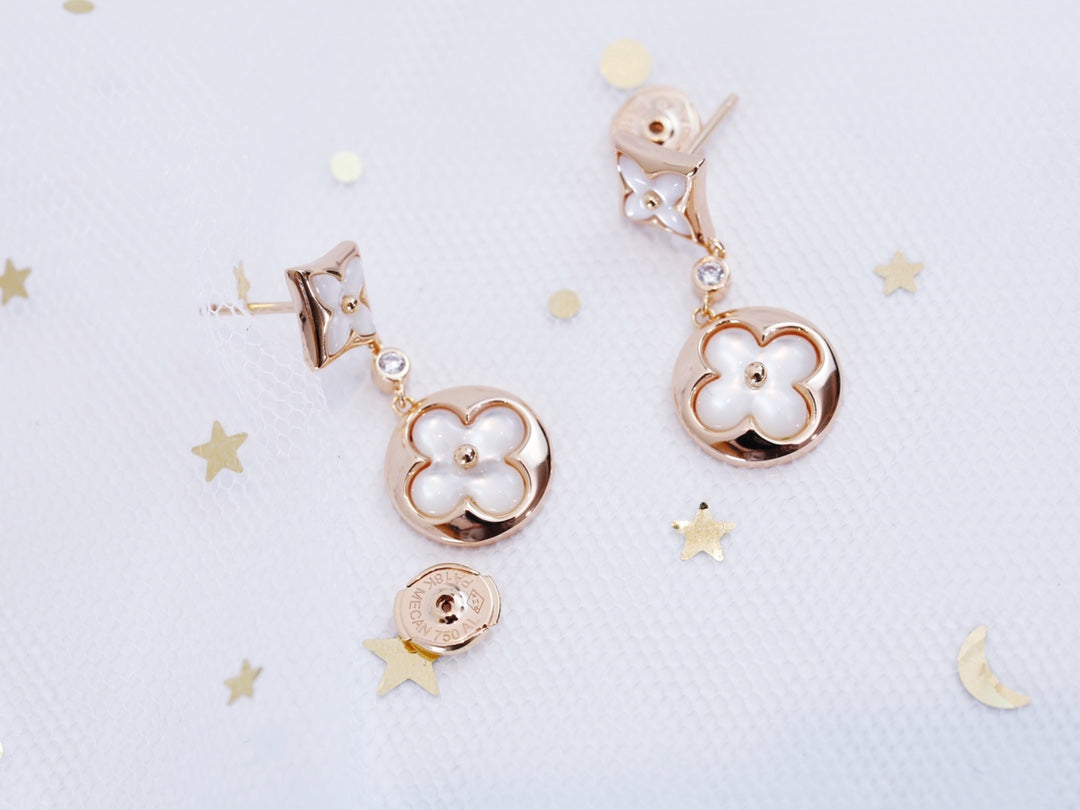 [⭐Clover Jewelry]STAR AND SUN PINK GOLD MOP DROP EARRINGS
