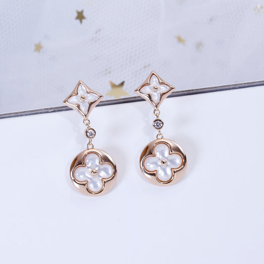 [⭐Clover Jewelry]STAR AND SUN PINK GOLD MOP DROP EARRINGS