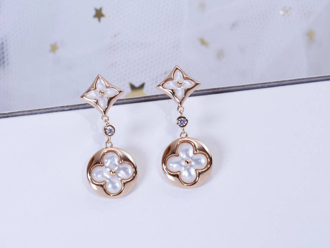 [⭐Clover Jewelry]STAR AND SUN PINK GOLD MOP DROP EARRINGS