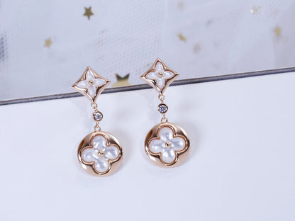 [⭐Clover Jewelry]STAR AND SUN PINK GOLD MOP DROP EARRINGS
