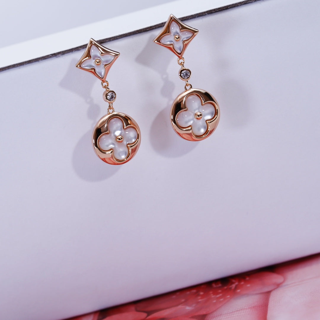 [⭐Clover Jewelry]STAR AND SUN PINK GOLD MOP DROP EARRINGS