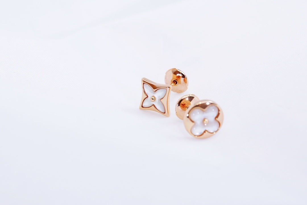 [⭐Clover Jewelry]STAR AND SUN PINK GOLD MOP STUD EARRINGS