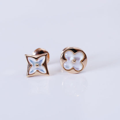 [⭐Clover Jewelry]STAR AND SUN PINK GOLD MOP STUD EARRINGS