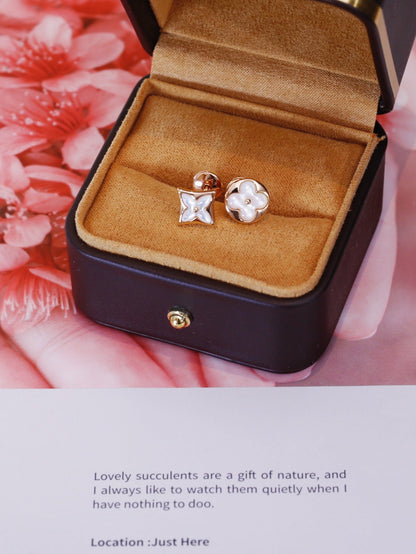 [⭐Clover Jewelry]STAR AND SUN PINK GOLD MOP STUD EARRINGS