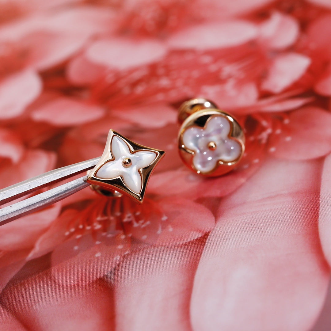 [⭐Clover Jewelry]STAR AND SUN PINK GOLD MOP STUD EARRINGS