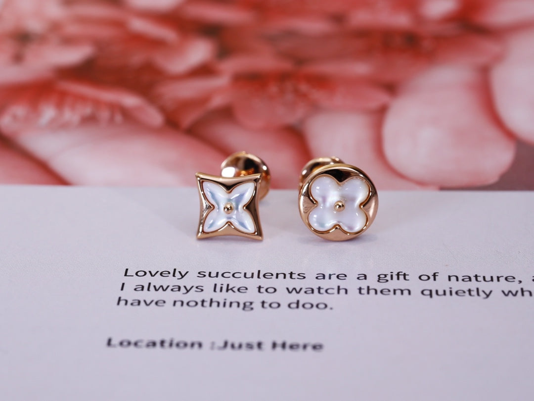 [⭐Clover Jewelry]STAR AND SUN PINK GOLD MOP STUD EARRINGS